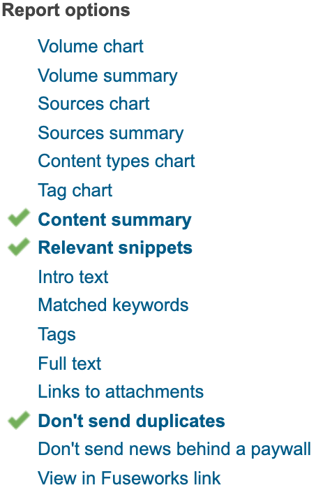 Create report options